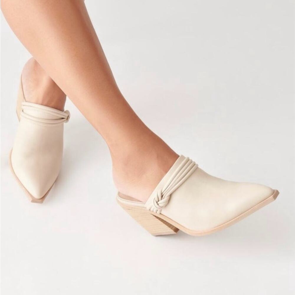 NWOT - Dolce Vita - Sita Cream Leather Mules - Picture 2 of 11